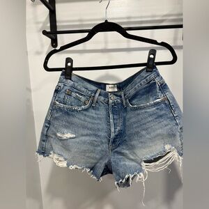 Agolde Women's Frayed Blue Jean Shorts